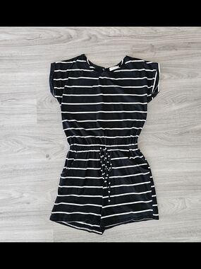 Black & White Striped Women's Romper